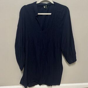 Women's Black Top 100% cotton loose blouse or swim cover